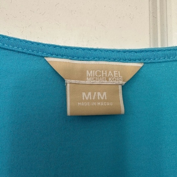 Michael Michael Kors ruffle top medium cap‎ sleeve lightweight light aqua - Picture 4 of 4